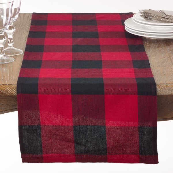 Saro Lifestyle SARO  16 x 90 in. Rectangle Cotton Table Runner with Buffalo Plaid Pattern - Red 9025.R1690B